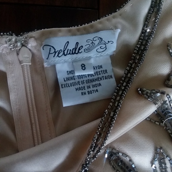 Champagne Sequin and Beaded Dress Size 8 - Picture 2 of 6